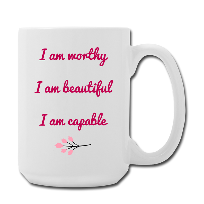 I Am Worthy 15 oz mug - Nora's Gold Coffee/Tea Mug 15 oz One Size