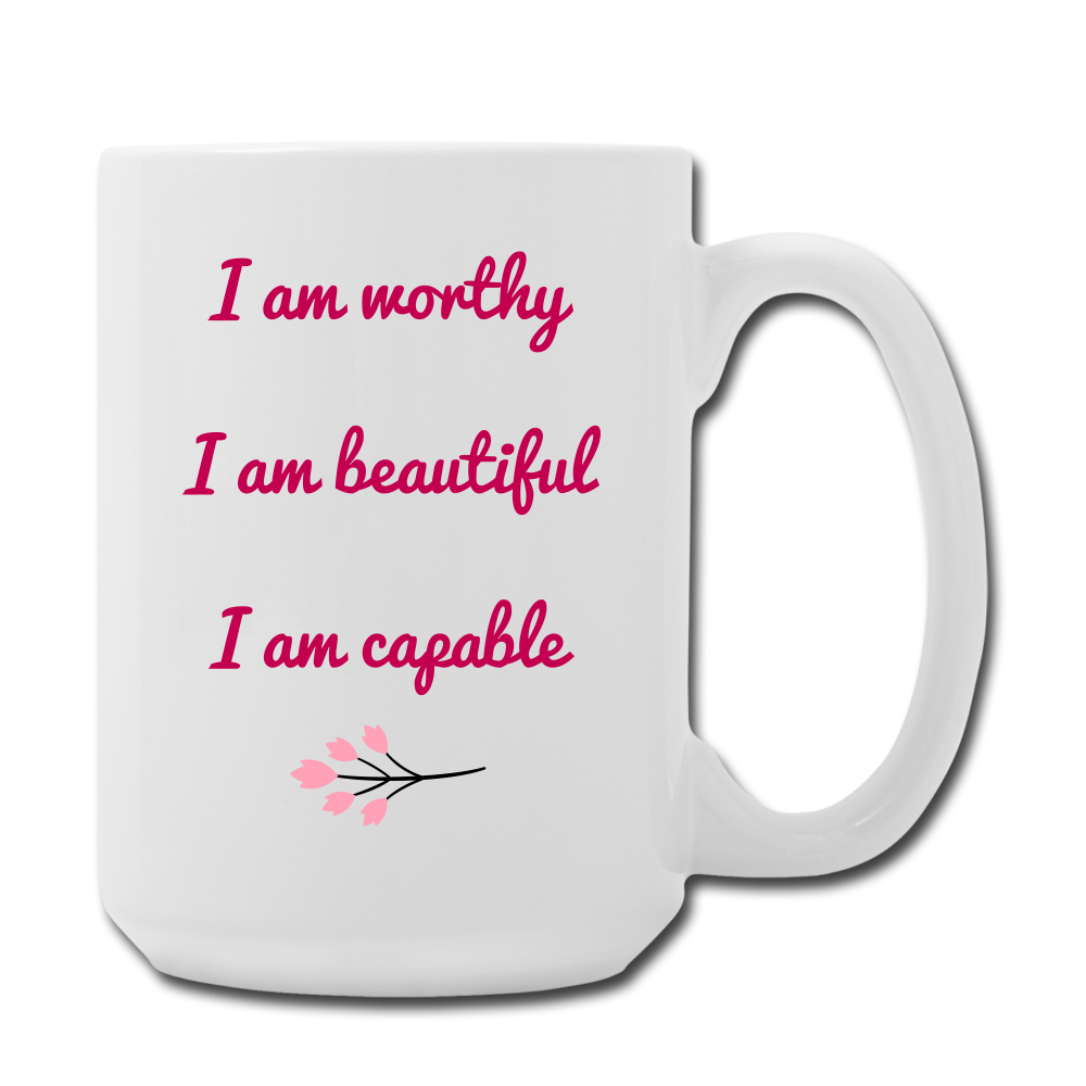 I Am Worthy 15 oz mug - Nora's Gold Coffee/Tea Mug 15 oz One Size